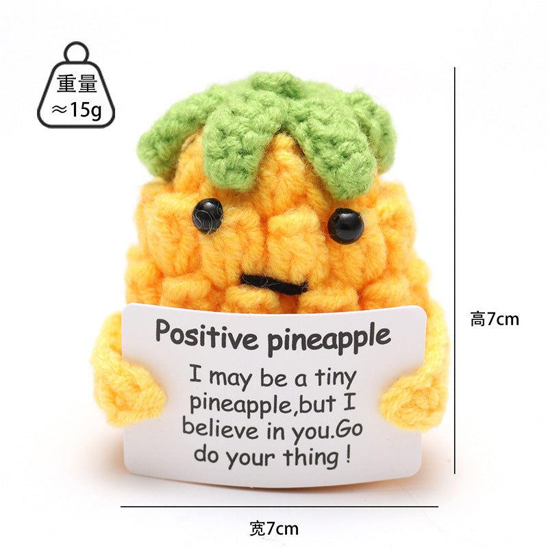 Handmade knit broccoli character pot decor