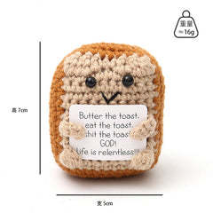 Close-up of knitted broccoli miniature