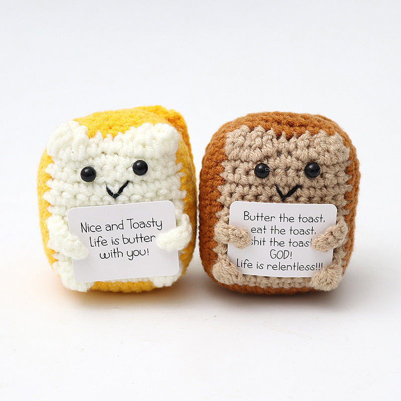 Multi-coloured knitted bean pots
