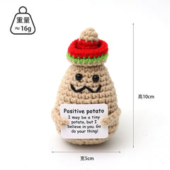 Handmade knit broccoli character pot decor