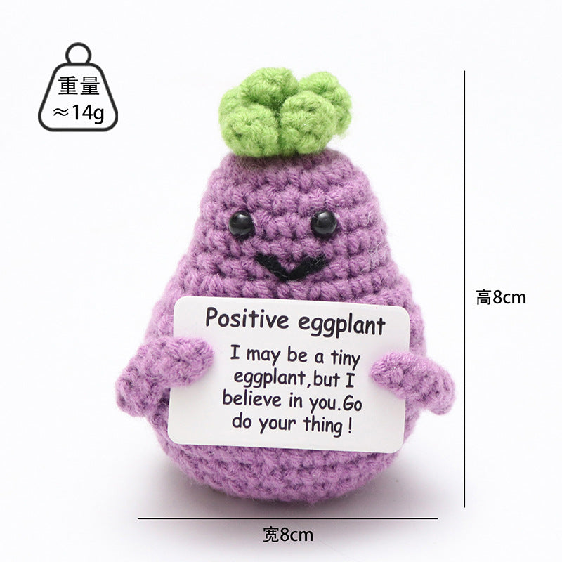 Close-up of knitted broccoli miniature