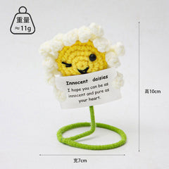Handmade plush flowers displayed