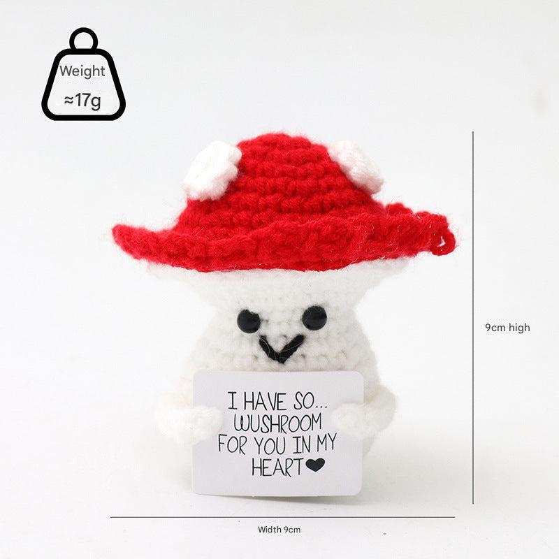 Handmade plush flowers displayed