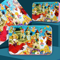 Child's hands assembling puzzle pieces