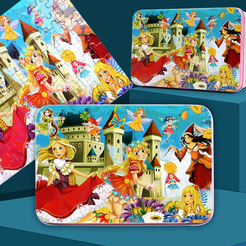 Child's hands assembling puzzle pieces