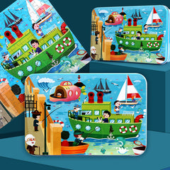 Colourful cartoon wooden puzzle set for kids