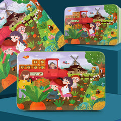 Young child playing with wooden puzzle