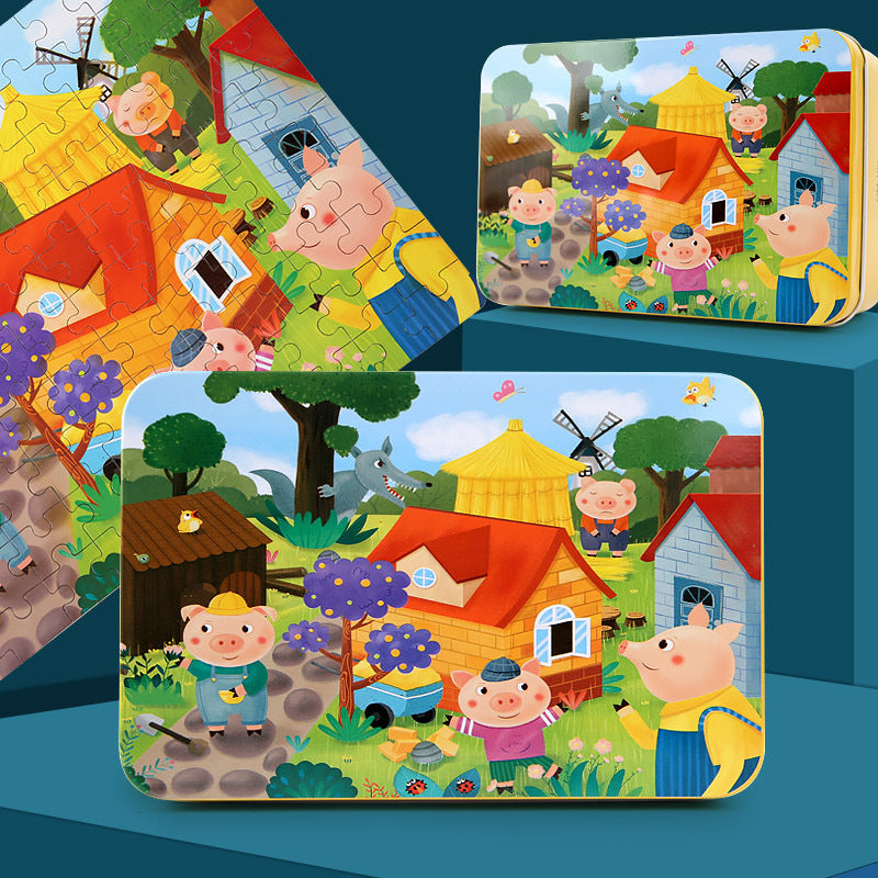 Close-up of cartoon character puzzle pieces
