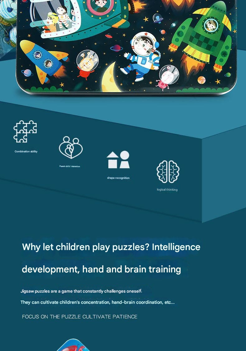 Colourful cartoon wooden puzzle set for kids