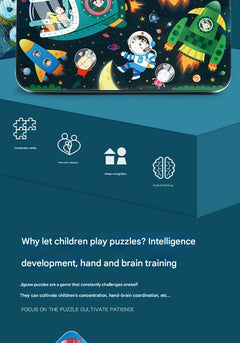 Colourful cartoon wooden puzzle set for kids
