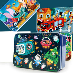 Close-up of cartoon character puzzle pieces