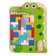 parent and child together with Tetris puzzle