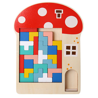 educational wooden Tetris puzzle toy for toddlers