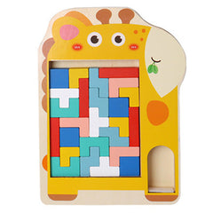 colourful pieces of wooden Tetris puzzle