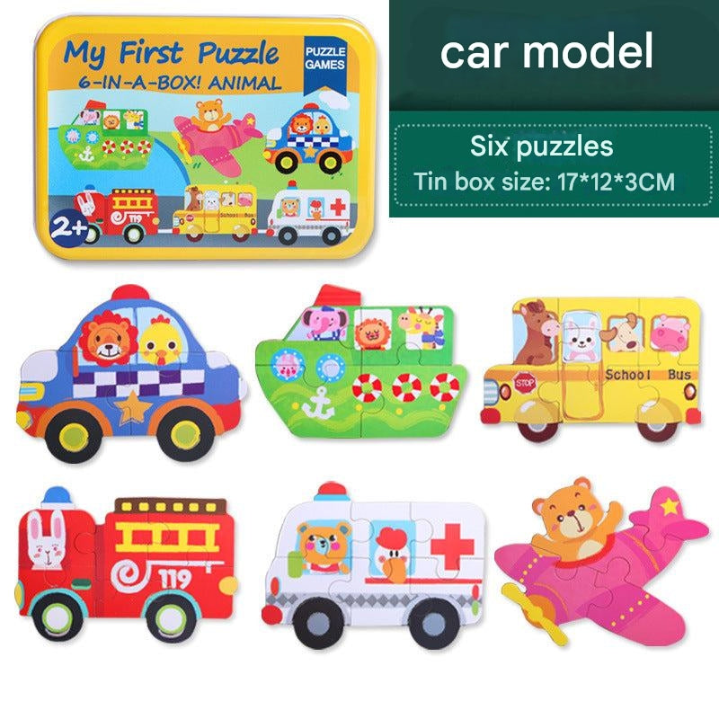 Close up of wooden puzzle with vibrant colours