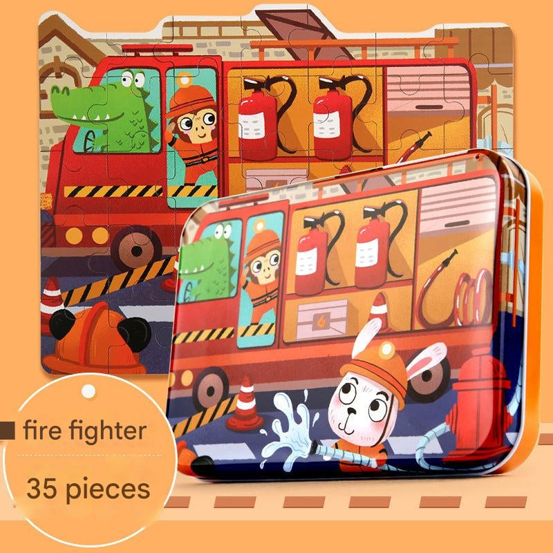 Eco-friendly wooden puzzle pieces stacked