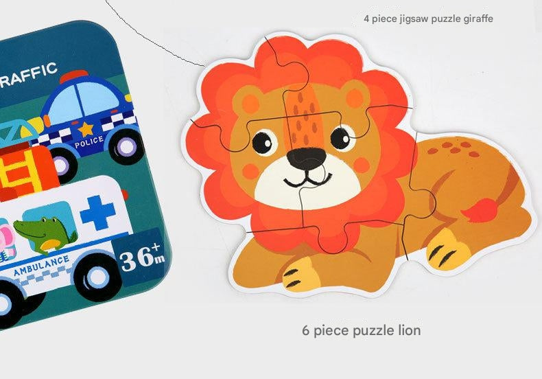 Colourful animal puzzle pieces for children