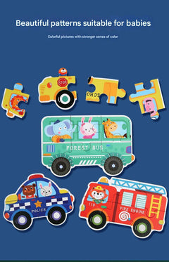 6-in-1 wooden puzzles featuring different animals