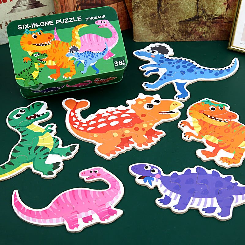 Colourful animal puzzle pieces for children