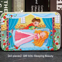 60-piece wooden jigsaw puzzle for kids in metal box