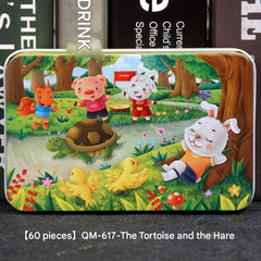 close-up of wooden puzzle pieces for toddlers