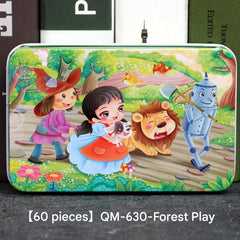 metal box containing a jigsaw puzzle