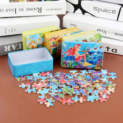 wooden puzzle showing colourful design