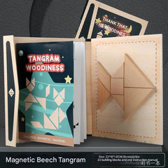 Close-up of multi-coloured magnetic tangram blocks