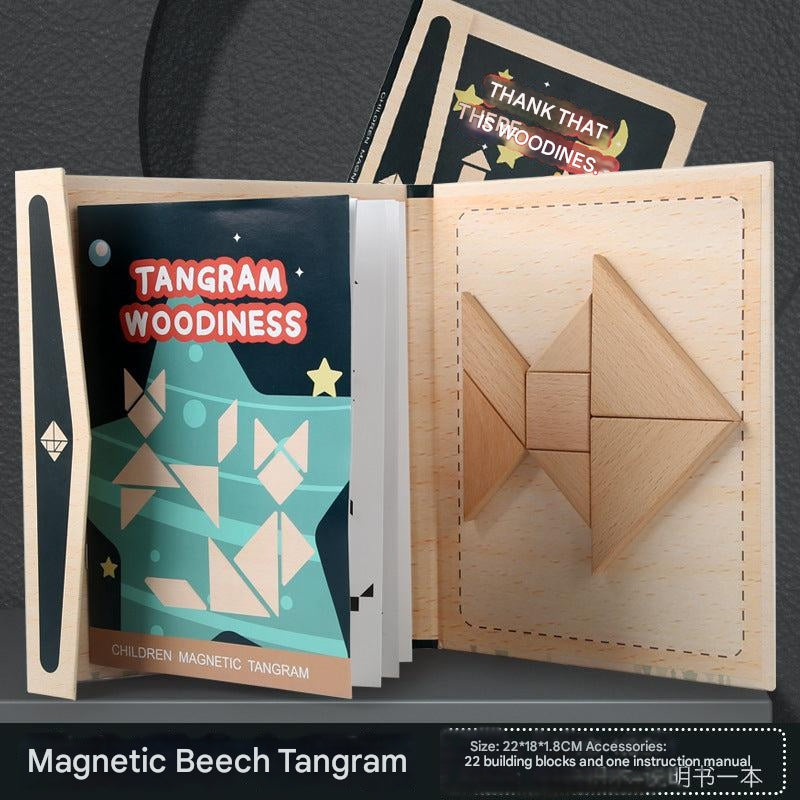 Close-up of multi-coloured magnetic tangram blocks