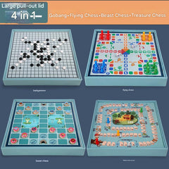 Gomoku game included in wooden chess set for kids
