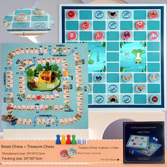 family playing games with the Multi-Game Chess Set