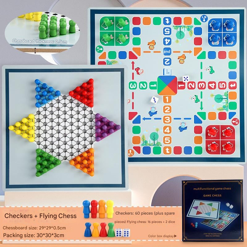 Gomoku game included in wooden chess set for kids