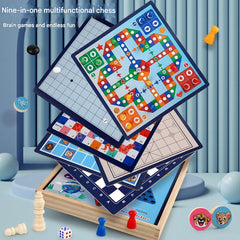 Gomoku game included in wooden chess set for kids