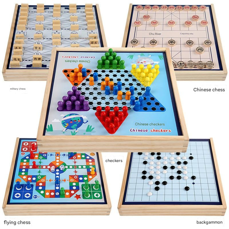 image of Multi-Game Chess Set for Children - Flying Chess