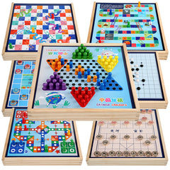 Gomoku game included in wooden chess set for kids