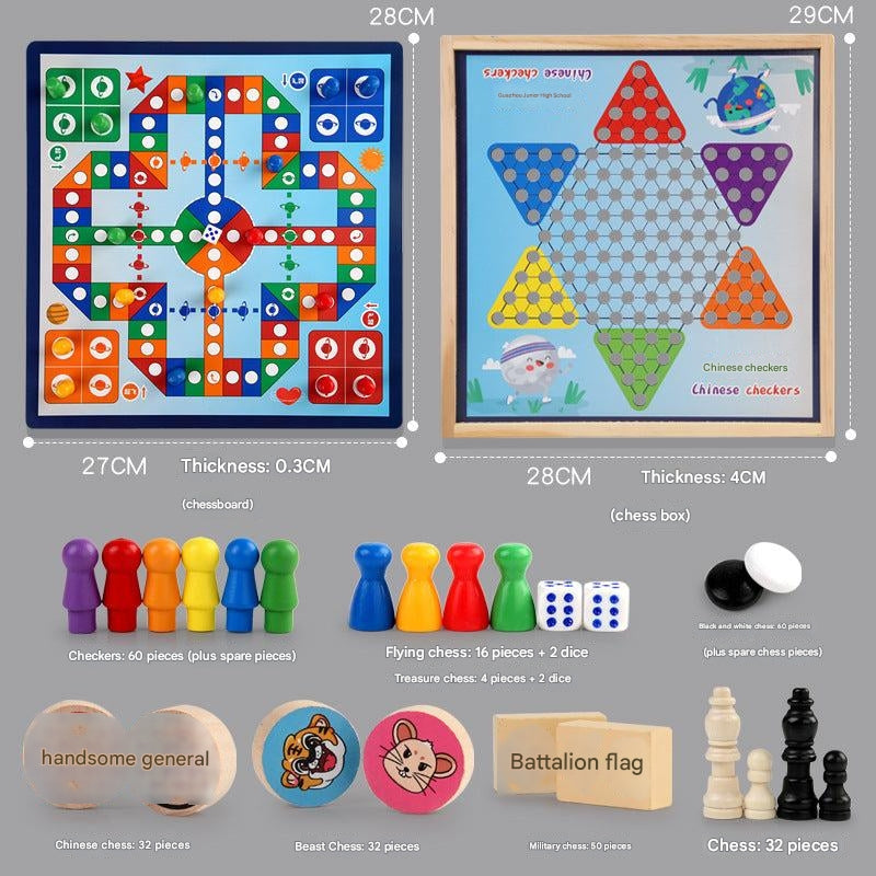 educational wooden toy chess set for children