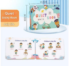 Child playing with quiet book stickers