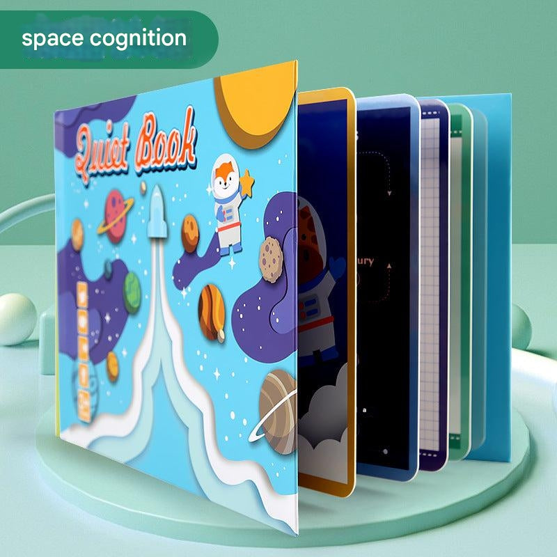 Child playing with quiet book stickers
