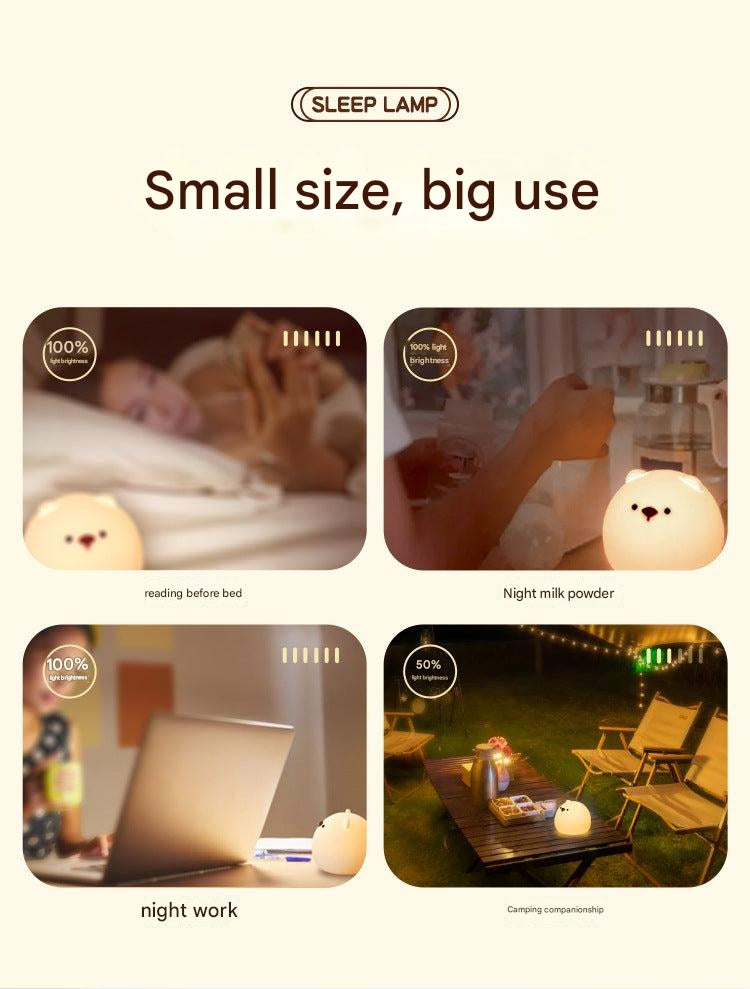 Chubby Bear Silicone Night Light in bedroom setting