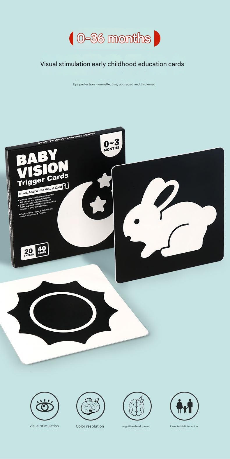 Visual card promoting curiosity in babies