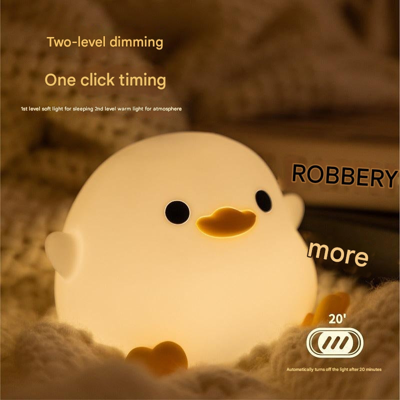Close-up of soft silicone duck night light