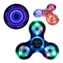 Fidget spinner with vibrant LED lights in motion