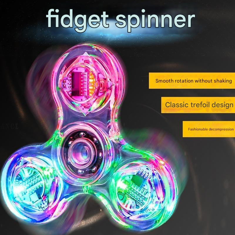 Crystal clear fidget spinner with glowing effects
