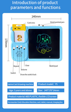 Digital writing tablet with colourful drawings