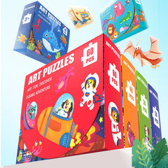 Close-up of educational jigsaw puzzle pieces
