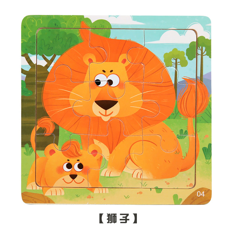 Cartoon characters on educational puzzles