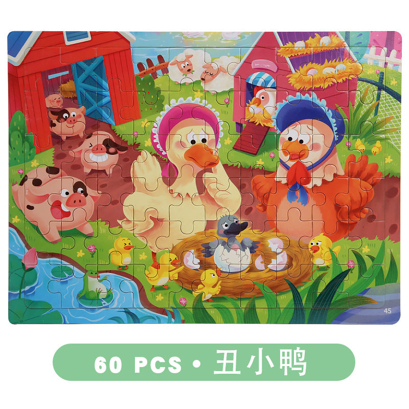 Cartoon characters on educational puzzles