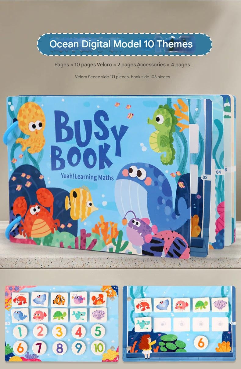 Toddler using interactive quiet book