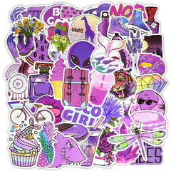 50-piece set of vibrant purple stickers