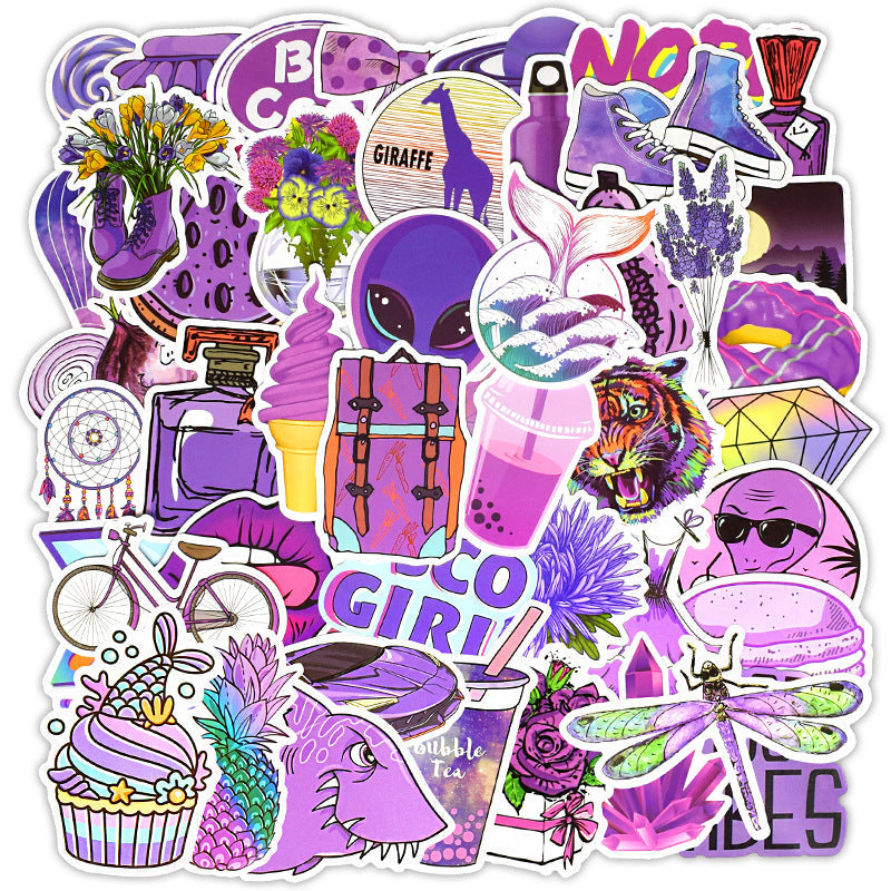 50-piece set of vibrant purple stickers